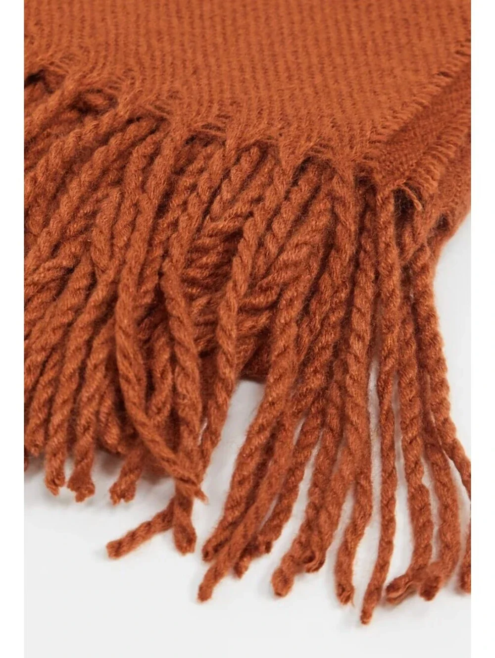 Reclaimed Vintage Chocolate Terracotta Blanket Scarf Fringe Oversized Unisex